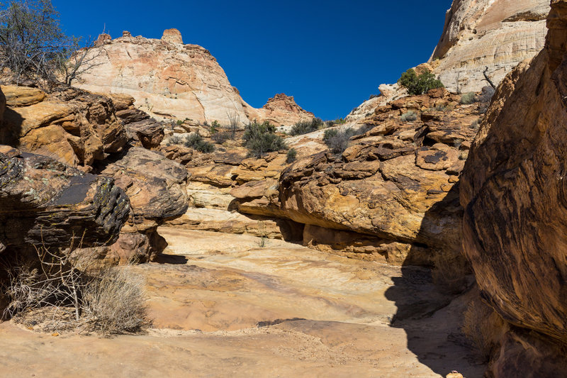 Dry water tanks above Capitol Gorge.