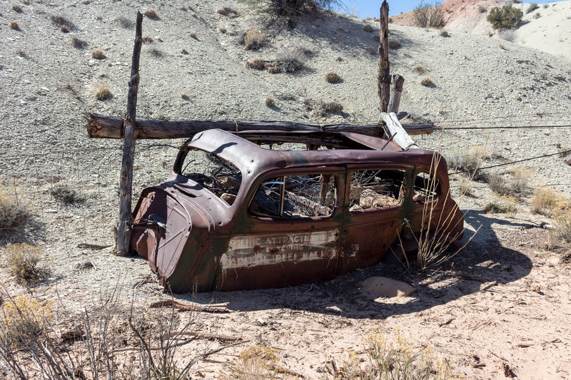 .The surprise at the end of Capitol Gorge Trail, just outside the park: The remnants of an old rusty car