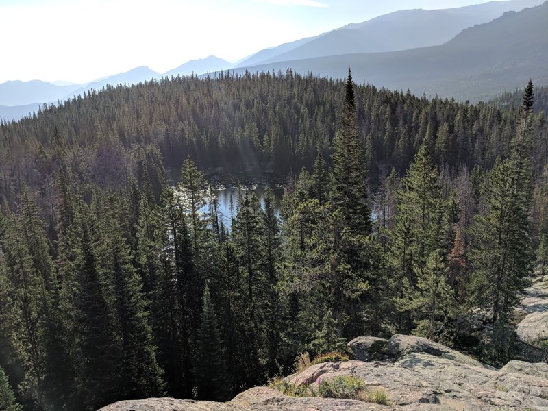 Looking down on Nymph Lake.