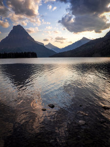 Sun setting on Two Medicine Lake in Glacier National Park.