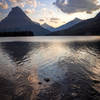 Sun setting on Two Medicine Lake in Glacier National Park.