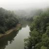 Looking south along South Fork Cumberland River at Blue Heron Mining Camp bridge