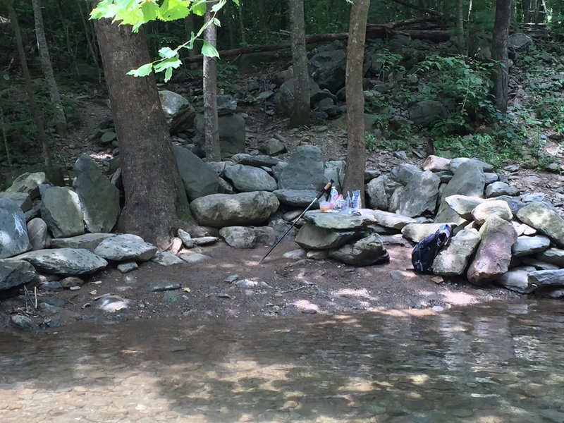 North Fork Moorman's River Trail, Cool outdoor dinning at its finest. Table and chairs. If you find it don't trash it. Leave it as you found it "clean".