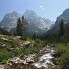 The hike back down from Lake Solitude has spectacular views of the Cathedral Group.