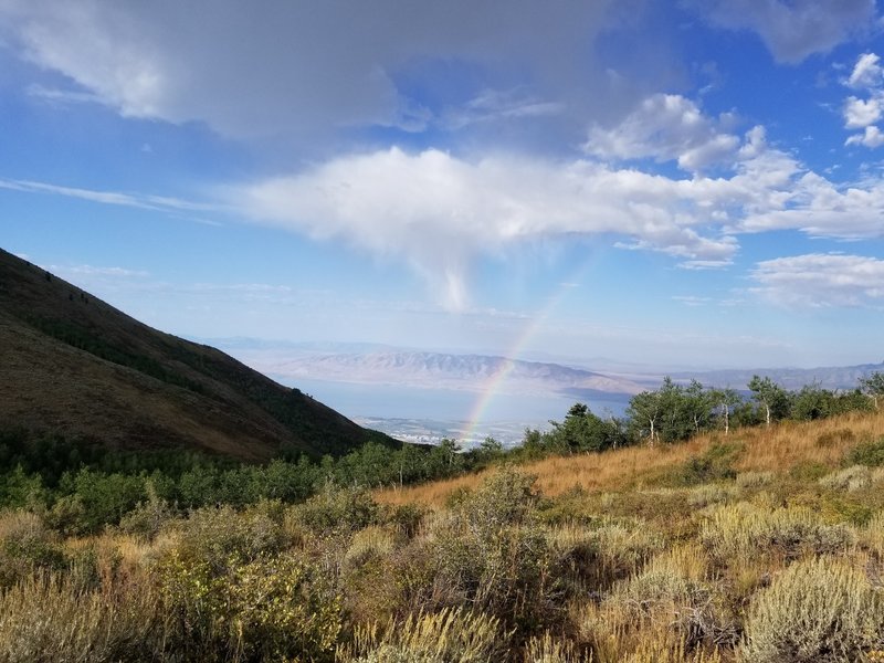 Looking into Utah Valley from Mahogany trail. Rainbow are always good.