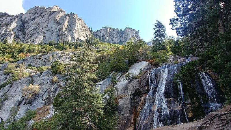 Bells Canyon Lower Falls with mountain backdrop. Aug 31 2018