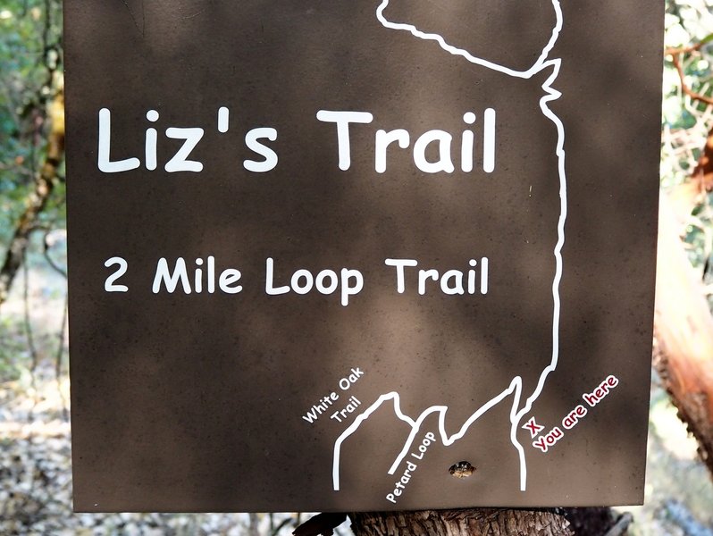 Sign at start of Liz's Trail