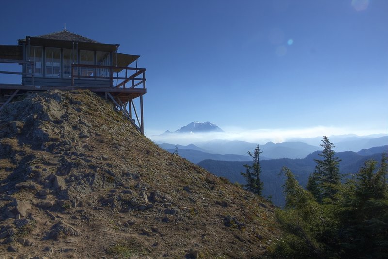 The backside of the lookout, looking south toward Rainier