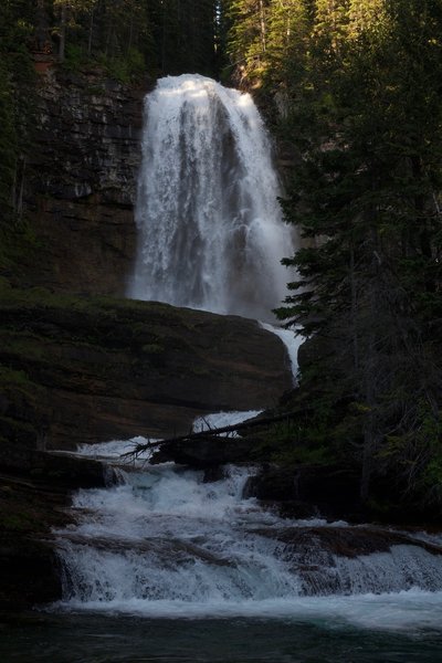 Virginia Falls from below the falls.  It's beautiful in the morning, and there are a lot fewer people if you get there early.