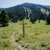 The trail heads up the hill in the background