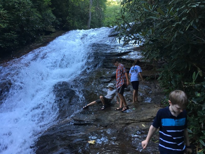Kids playing at the lower falls.