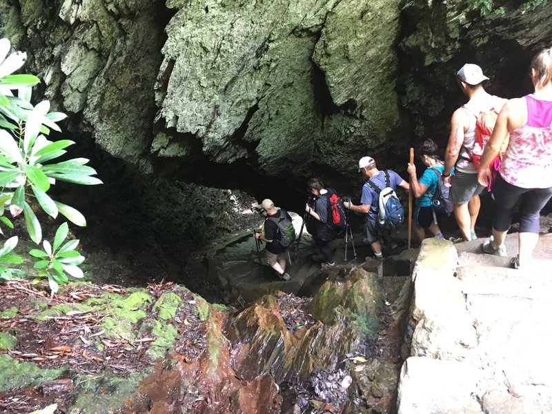 Going down through Arch Rock.