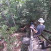 The flight of stairs that takes you from the top of the North Arch to its base.