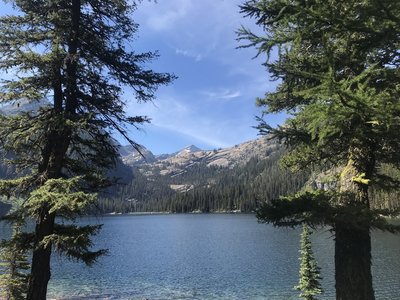 The view from the end of the trail across Glacier Lake