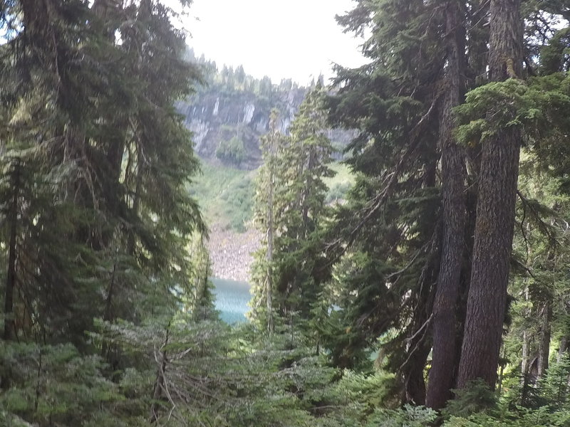 Blue Lake through the trees.