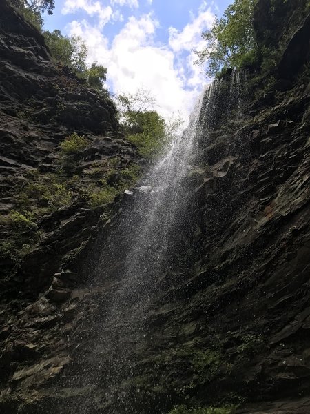 Waterfall from below