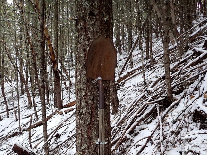 An old miner's shovel along the Owl Hoot Trail