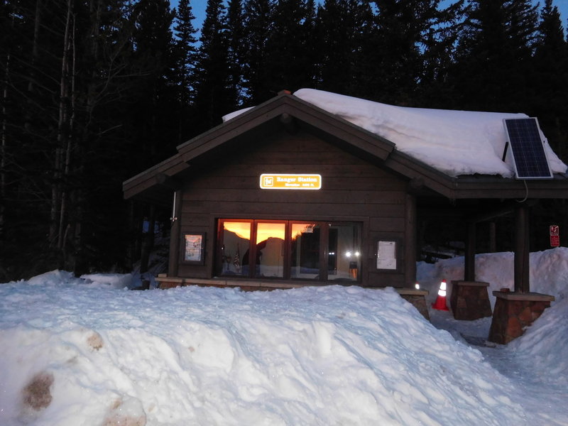 Sunrise reflected from the Bear Lake Ranger Station, the start to many great adventures