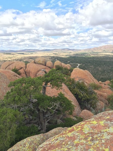 View southwest from the highest point.