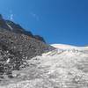 Hikers ascending Andrews glacier in Sept 2018