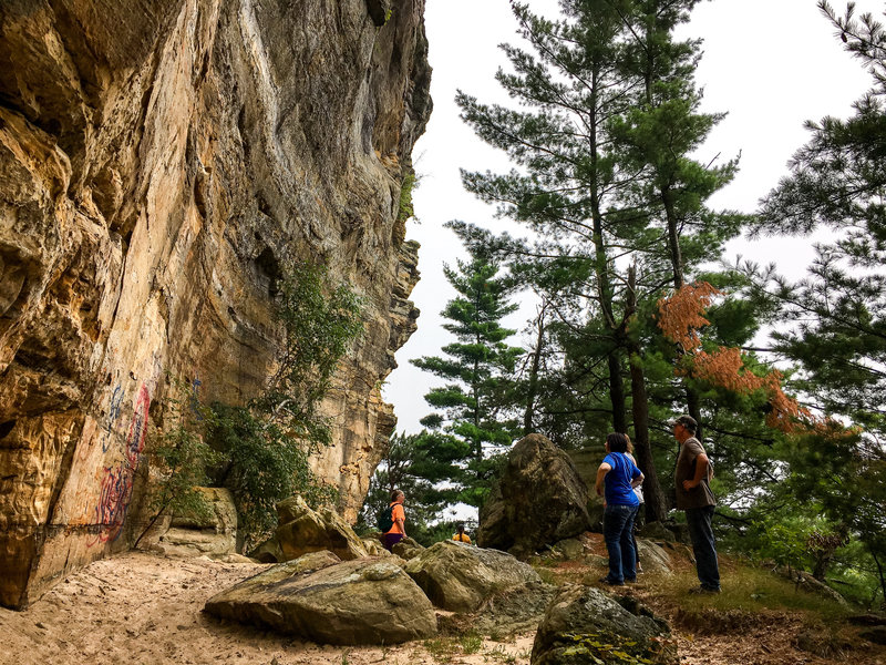 The trail along the base of the cliffs.