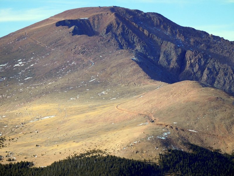 View of the Pikes Peak Cog Railway line