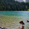 Playing in the clear waters along the lake