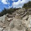 Panoramic lens on Knagge Trail #18; and it pretty well captures what you FEEL when you look up at that stack of rock stairs heading back to the trailhead. LoL