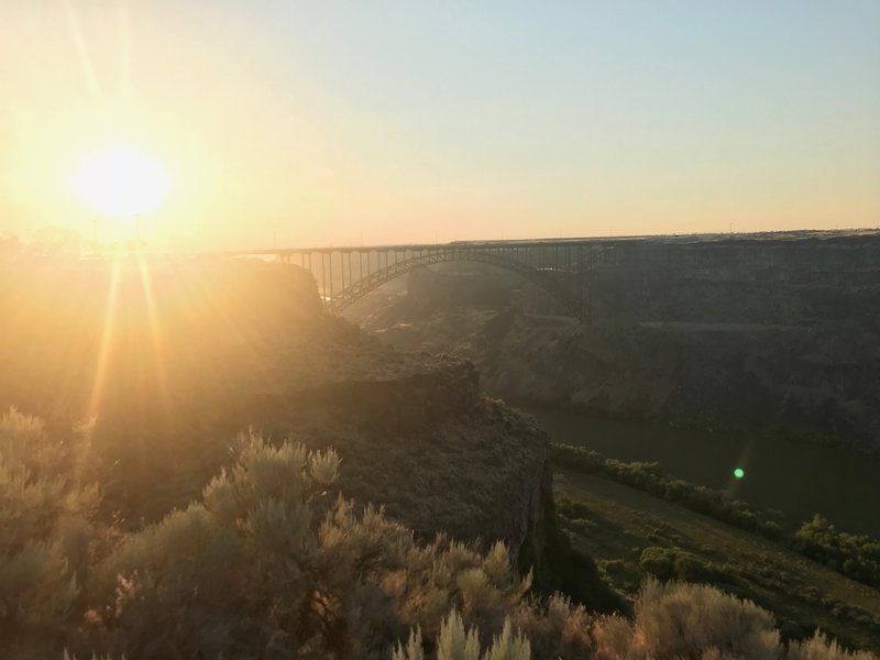 A nice sunset behind Perrine Bridge from the Snake River Canyon Rim Trail