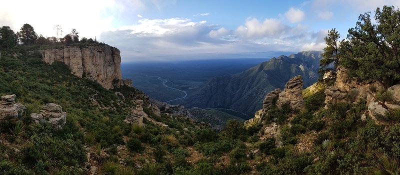 Panorama of McKittrick Canyon, viewed from west of Wilderness Ridge Backcountry Camp. My new favorite spot at GUMO.