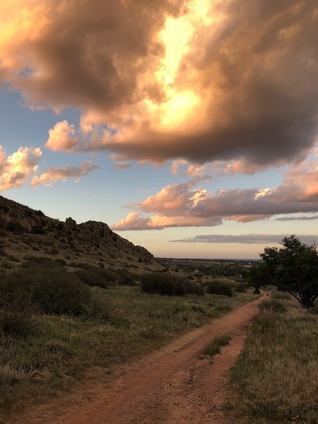 Sunset heading back north on the Hogback Valley Trail