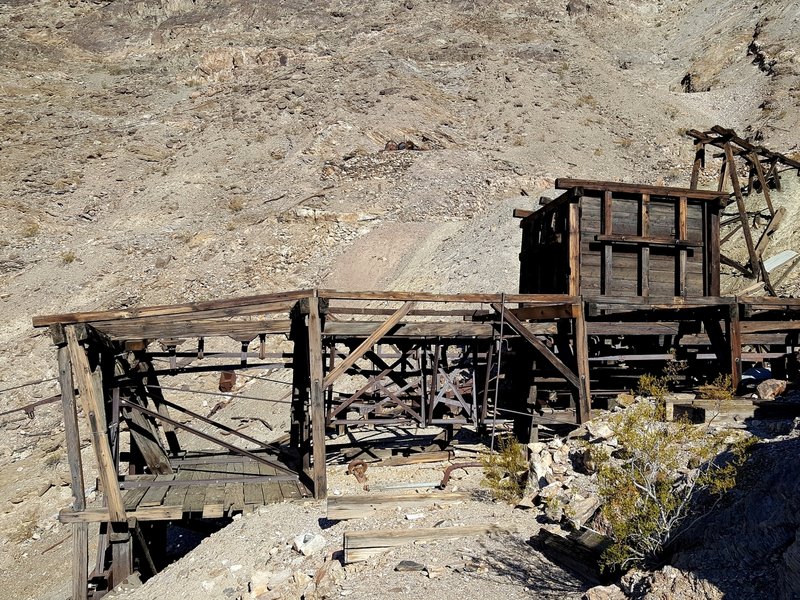 The upper tramway structure at the Keane Wonder Mine.