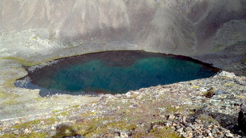 Hidden Lake from ridgeline south of the lake.