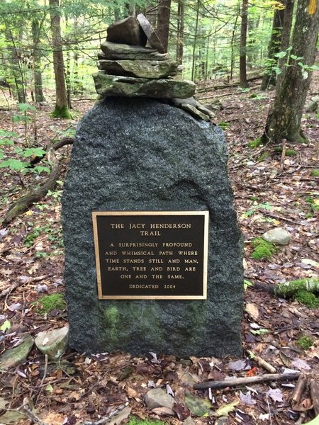 Marker at the head of the Jacy Henderson Memorial Trail