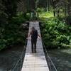 Crossing Reynolds Creek, a suspension bridge adds a little bit of excitement to the hike.