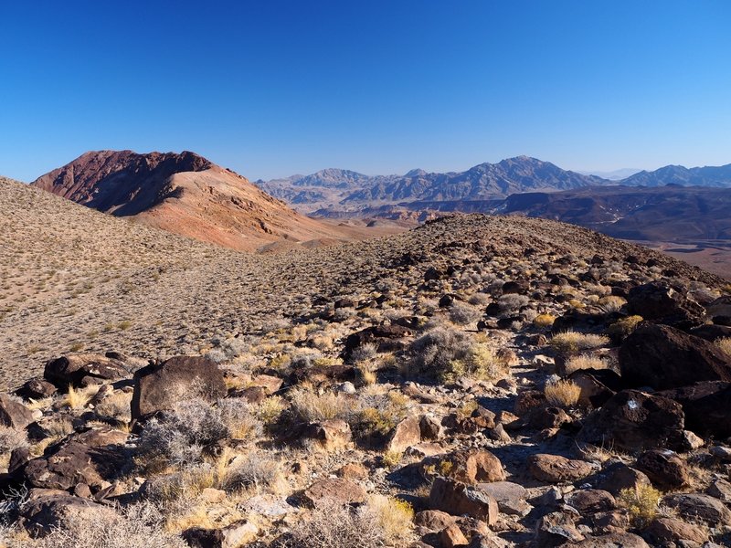 The trail can be a little hard to follow across this boulder field