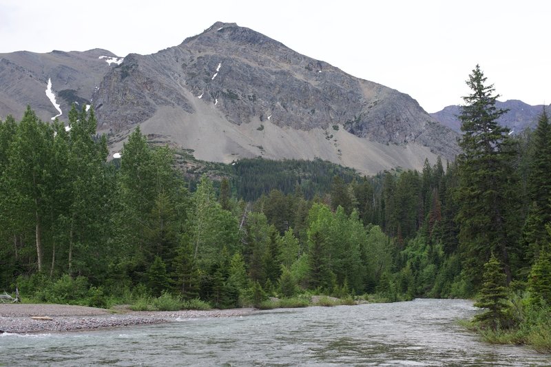 Dry Fork River, which you get to cross via a log bridge.