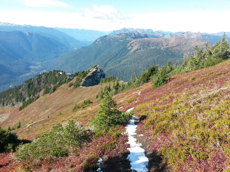 Halfway up summit ridge, looking back.