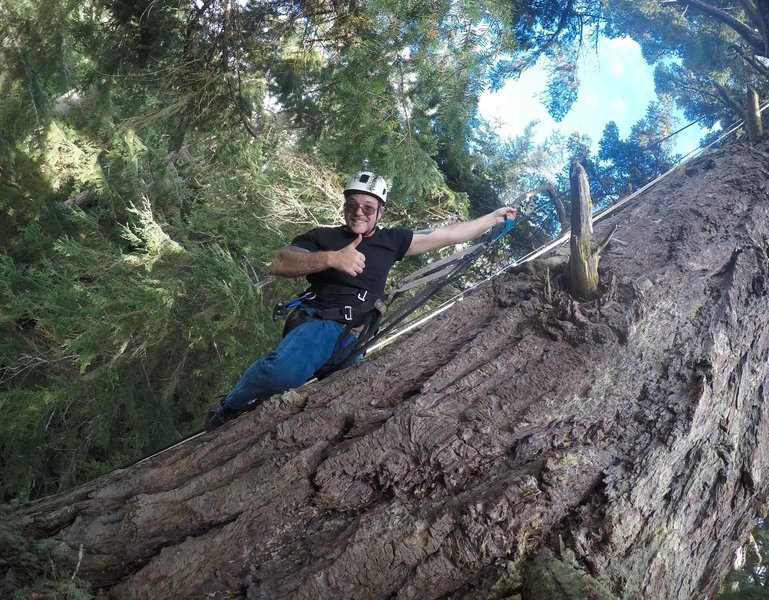 One of the climbing party, Joe, having a great time.