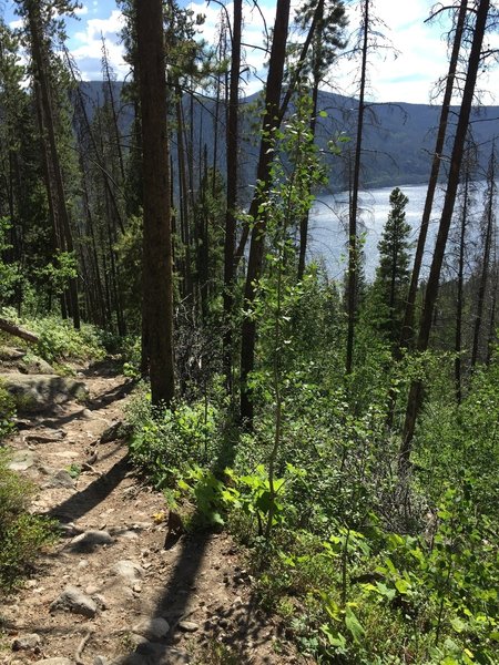 Views towards Lake Granby as you start the steep decent to the trailhead