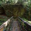 The giant rock at the east end of the Stonehouse Creek bridge