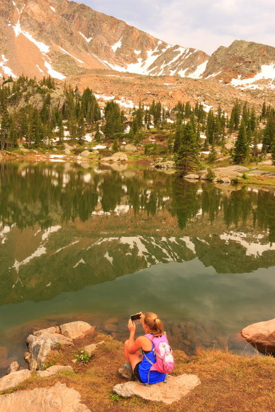 Columbine Lake with crystal clear reflection