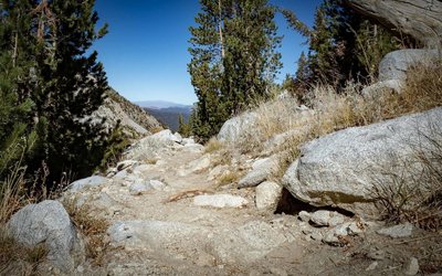 Looking back down the valley from the top of the Valentine Lake Trail.