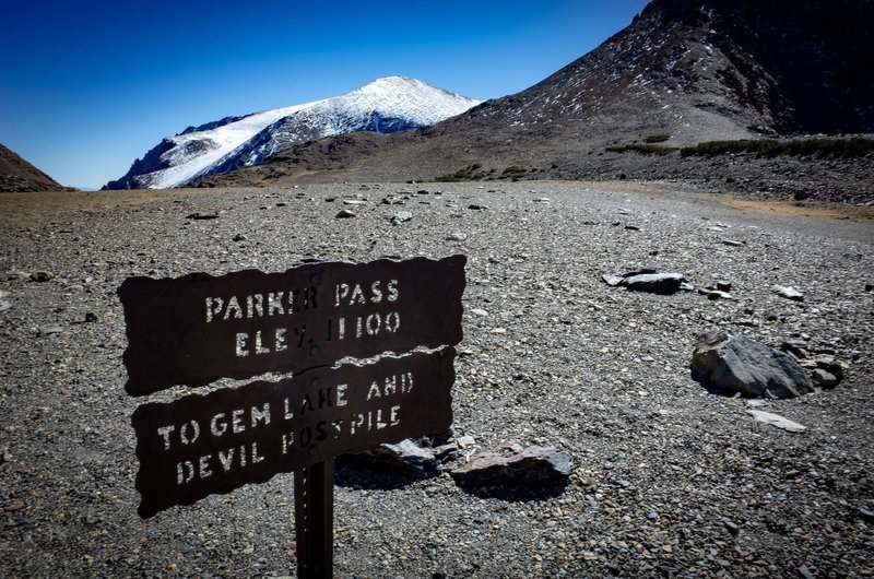 On top of Parker Pass with snowy Parker Peak (12,850 ft / 3917 m) in the distance.