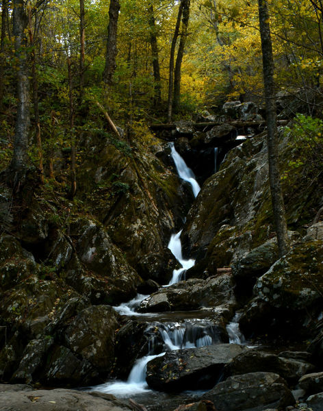 First cascading falls on Rose River Loop as you cross a bridge