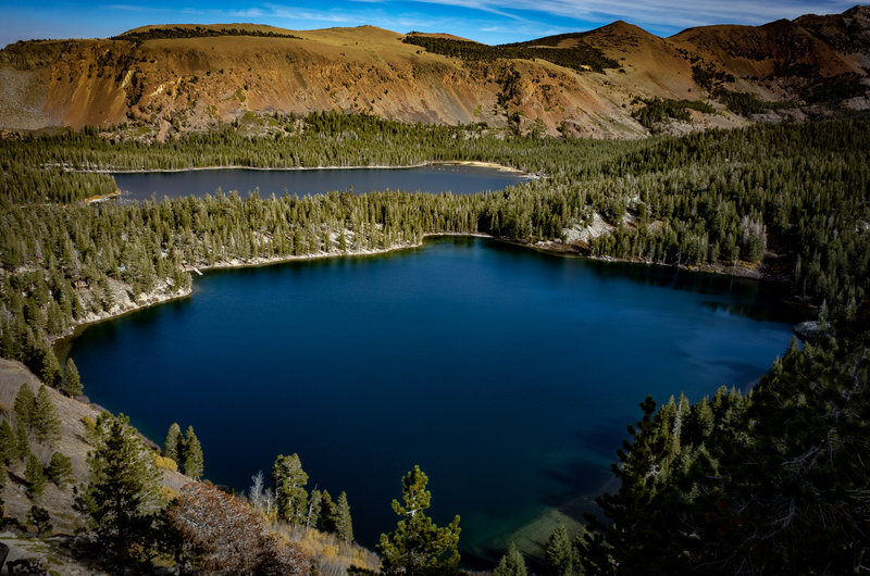 Lake Mary and Lake George viewed from the Mammoth Crest Trail.