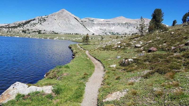 Alongside the middle lake.