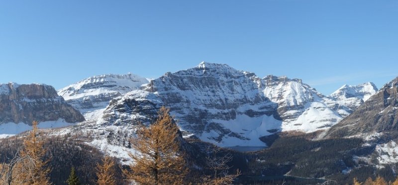 Panorama from Healy Pass, with Egypt Lake bottom centre.