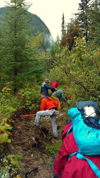 A Great Divide Trail Association trail crew hard at work on the GDT. The Great Divide Trail Association (GDTA) of Calgary, Alberta maintains, promotes, and preserves the GDT.