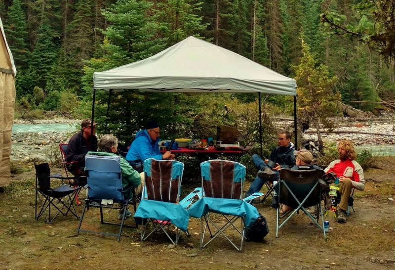 Great Divide Trail Association trail crew after a hard day's work on the trail. The Great Divide Trail Association (GDTA) of Calgary, Alberta maintains, promotes, and preserves the GDT.